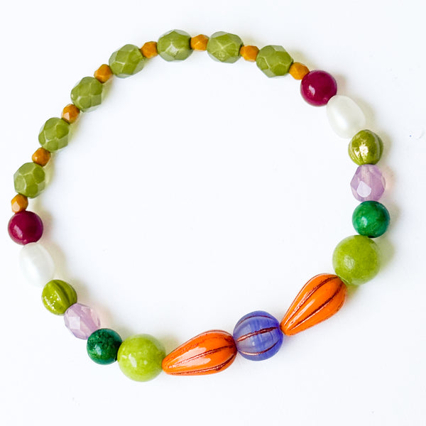 Colorful Beaded Bracelet with Freshwater Pearl & Glass Beads