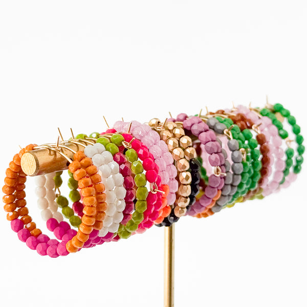 Gold Filled Hoop Earrings with Two-Tone Tiny Glass Beads