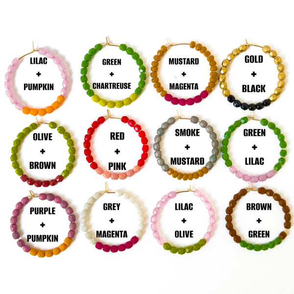 Gold Filled Hoop Earrings with Two-Tone Tiny Glass Beads