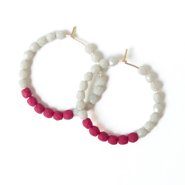 Gold Filled Hoop Earrings with Two-Tone Tiny Glass Beads