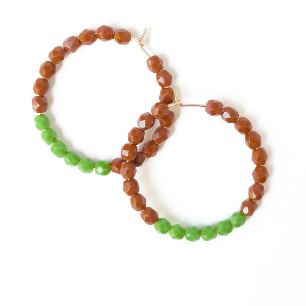 Gold Filled Hoop Earrings with Two-Tone Tiny Glass Beads