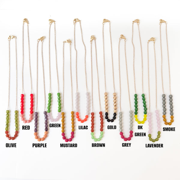 Two-Tone Glass Bead Necklace on 24K Gold Chain