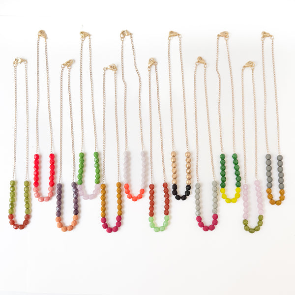 Two-Tone Glass Bead Necklace on 24K Gold Chain