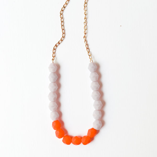 Two-Tone Glass Bead Necklace on 24K Gold Chain