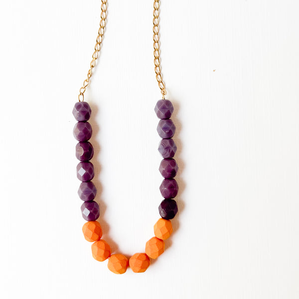 Two-Tone Glass Bead Necklace on 24K Gold Chain