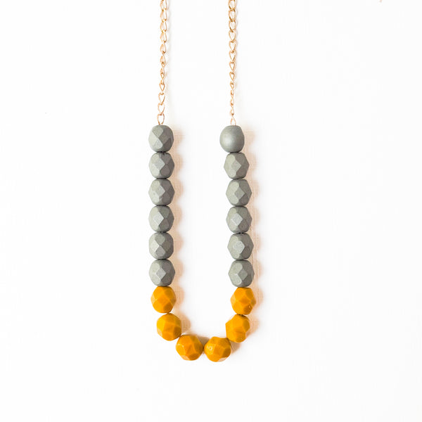 Two-Tone Glass Bead Necklace on 24K Gold Chain