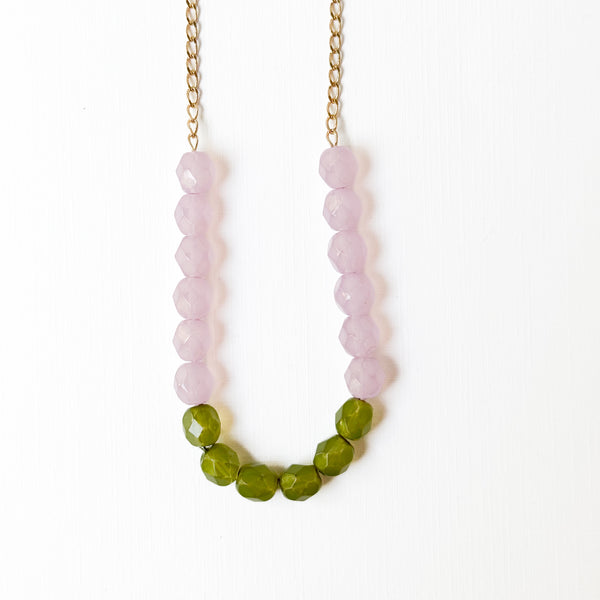 Two-Tone Glass Bead Necklace on 24K Gold Chain