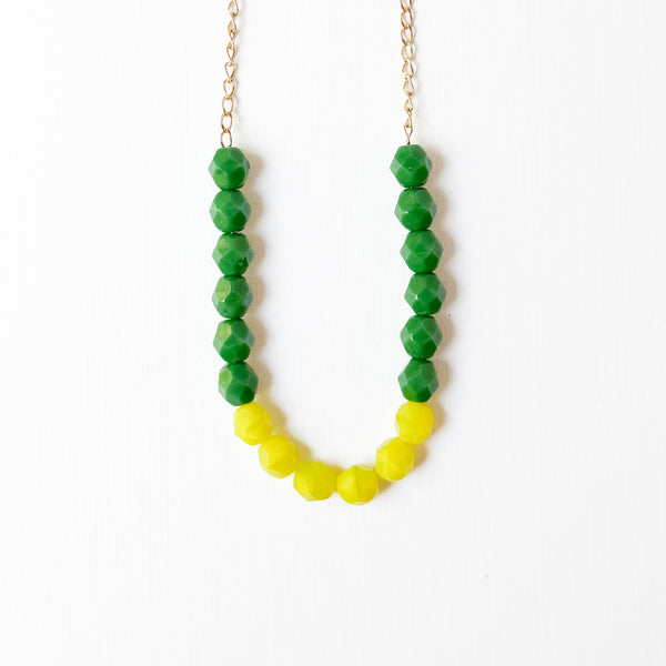 Two-Tone Glass Bead Necklace on 24K Gold Chain