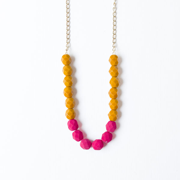 Two-Tone Glass Bead Necklace on 24K Gold Chain