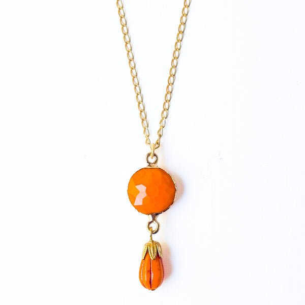 Faceted Orange Glass Earrings | Autumn Drop Earrings
