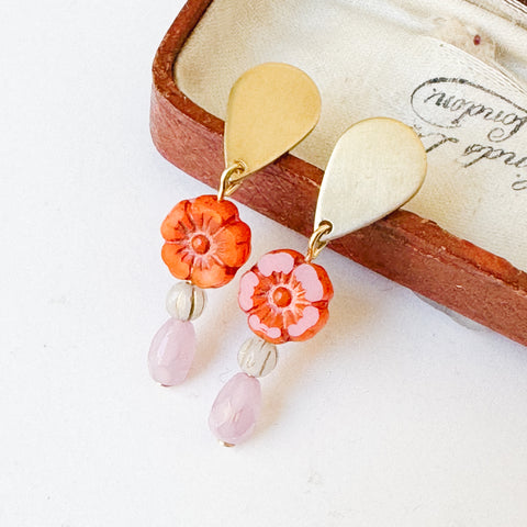 Romantic Flower Stud Earrings with Boho Charm for Winter