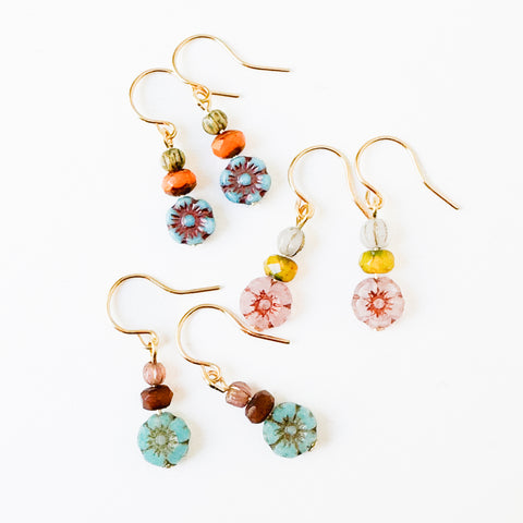 Charming Small Flower Earrings with Vibrant Colors
