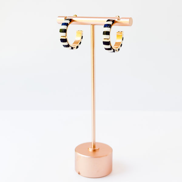 B&W Tila Bead Hoop Earrings Gold-Plated | Handmade