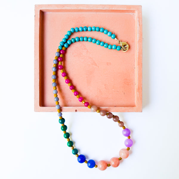 Colorful Statement Beaded Necklace – Multicolor Boho Jewelry