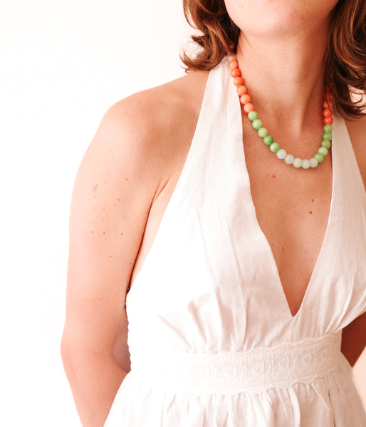 Bold Dyed Jade Necklace with Large Graduated Beads