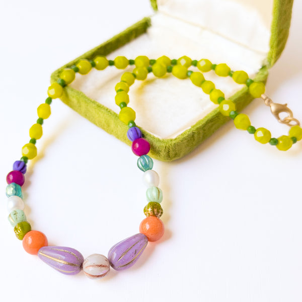 Colorful Beaded Statement Necklace | Freshwater Pearl