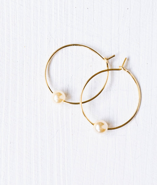 Mini pearl Gold Filled Hoops 