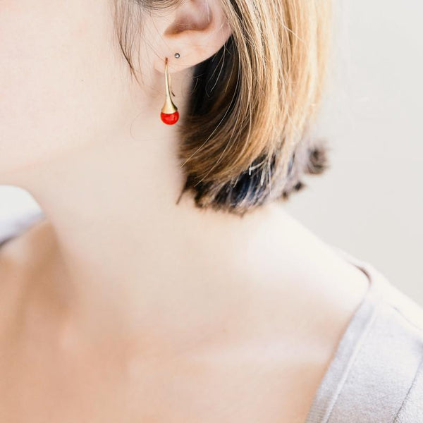 Red Coral Teardrop Earrings