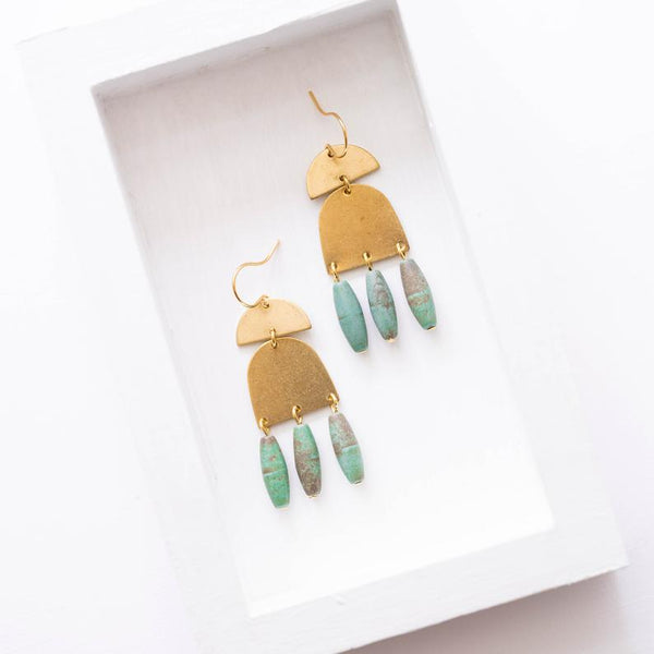 Turquoise and Brass Earrings