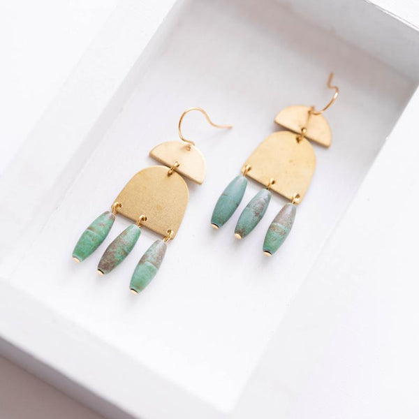 Turquoise and Brass Earrings