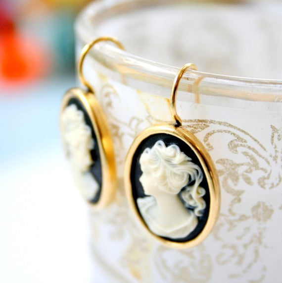 Black Cameo Earrings