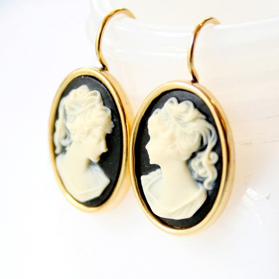 Black Cameo Earrings