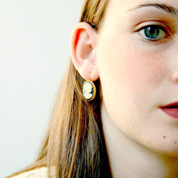 Black Cameo Earrings